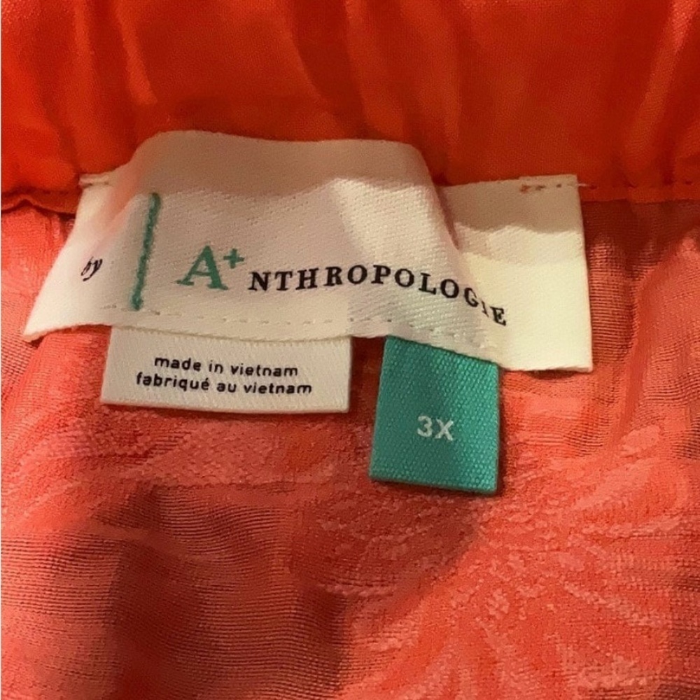 Anthropologie Amber Ruffled Coral Textured Criss Cross Back Sleeveless Blouse 3X - Picture 6 of 6